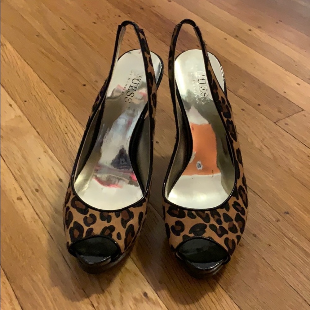 Guess Leopard Print Calf Hair Heels